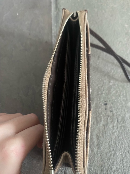 Coach Khaki and Brown Signature Canvas Wristlet - Picture 4 of 11